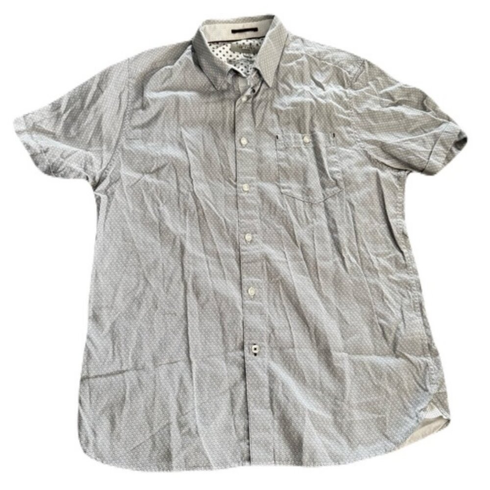 Ted Baker 4 Small Gray Geometric Short Sleeve Shirt